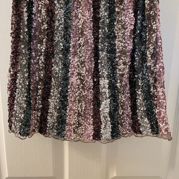Peek Girls Sequin Skirt Striped Multicolor Gray Pink Rainbow Size Large 10 years - Picture 8 of 9